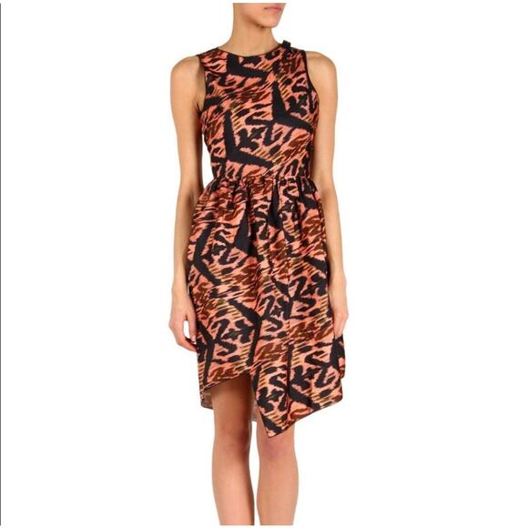 Proenza Schouler Orange and Black High Low Dress - Picture 1 of 13